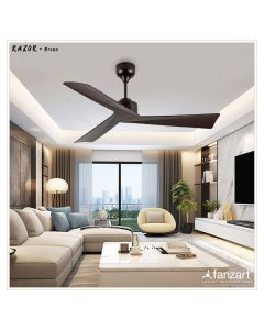 Razor – 52″ Simply Modern Fan with 3 ABS Blades in Matte Brown Finish, Whisper-Quiet BLDC Motor, Summer-Winter Feature, Remote Control