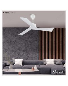 Razor – 52″ Simply Modern Fan with 3 ABS Blades in Matte White Finish, Whisper-Quiet BLDC Motor, Summer-Winter Feature, Remote Control