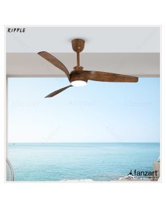 Ripple LED – 52″ Modern Wooden Fan with 3 ABS Blades in Oil Rubbed Mahogany Finish, Whisper-Quiet BLDC Motor, Multi-colour LED, Summer-Winter Feature, Remote Control