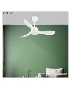 Ritz – 42″ Simply Modern Fan with 3 ABS Blades in Matte White Finish, Whisper-Quiet BLDC Motor, Summer-Winter Feature, Remote Control