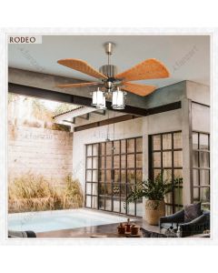 Rodeo – 48″ Tropical fan with 5 x Natural Rattan blades, Summer-Winter feature, Pull Chain and optional Remote Integration