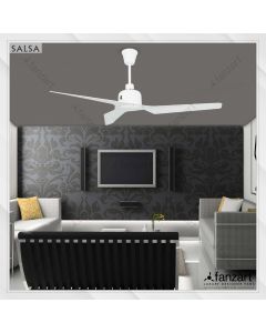 Salsa – 52″ Modern fan with 3 x Customisable Fine Aluminium Glossy White blades, Summer-Winter feature and optional Remote Control Integration