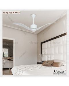 Seagull White – 52″ Modern fan with 2 x ABS Glossy White blades, BLDC motor, Summer-Winter feature and Remote Control