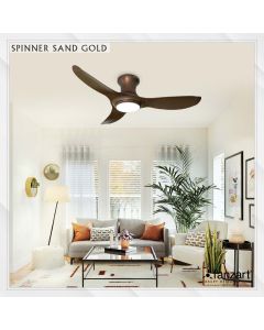 Spinner Sand Gold – 48″ Modern fan with 3 x Sand gold ABS blades, BLDC motor, Summer-Winter Feature, Multi Coloured LED, Dimmer and Remote Control for low height ceilings