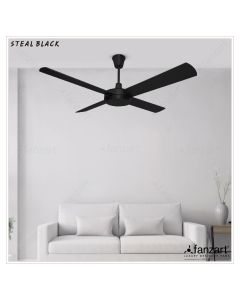 Steal Matte Black – 52″ Simply Modern Fan with 4 Special Plywood Blades in Matte Black Finish, Whisper-Quiet Technology, Summer-Winter Feature and Optional Remote Integration