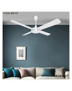 Steal Matte White – 52″ Simply Modern Fan with 4 Special Plywood Blades in Matte White Finish, Whisper-Quiet Technology, Summer-Winter Feature and Optional Remote Integration