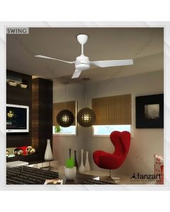 Swing – 52″ Modern fan with 3 x customisable ABS Glossy White blades, Summer-Winter feature, BLDC motor and Remote Control