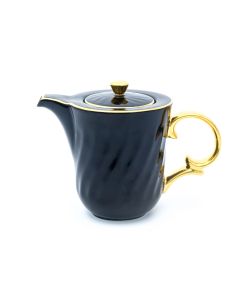Black with Gold Handle Tea Pot
