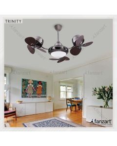 Trinity – 38″ Industrial Refined fan with 9 x plywood Walnut finish blades, Multi Coloured LED and Remote Control