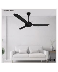 Trojan Matte Black – 56″ Simply Modern Fan with 3 High Quality ABS Blades in Matte Black Finish, Whisper-Quiet Technology, Summer-Winter Feature, Optional Remote Integration