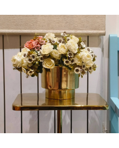 Elegance Artificial Flower with Golden Metalic Pot