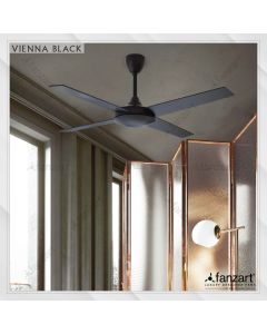 Vienna Black – 52″ Modern fan with 4x Customisable Matte Black Special treated Plywood, Summer-Winter feature and optional Remote Control Integration