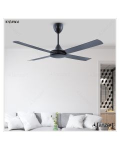 Vienna Matte Black- 52″ Modern fan with 4x Premium ABS Blades in Matte Black finish, Whisper-Quiet BLDC Motor, Summer-Winter Feature, Remote Control