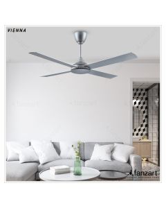 Vienna Matte Silver Grey- 52″ Refined Industrial fan with 4x Premium ABS Blades in Matte Silver Grey finish, Whisper-Quiet BLDC Motor, Summer-Winter Feature, Remote Control