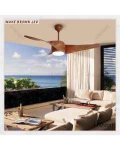 Wave Brown LED – 52″ Contemporary fan with 3 x customisable ABS blades, BLDC motor, Multi Coloured LED and Remote Control