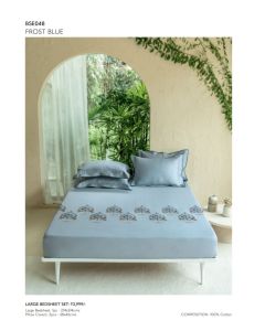 D'Decor Large Bedsheet with 2 Pillow Covers - FROST BLUE- BSE048 (Pack of 1)