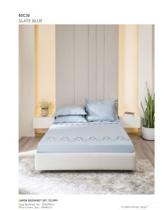 D'Decor Large Bedsheet with 2 Pillow Covers - SLATE BLUE - BSC36 (Pack of 1)