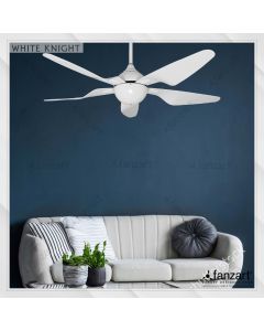 WhiteKnight – 48” Modern fan with 5 x Palm Shape ABS Matte White blades and optional Remote Control Integration