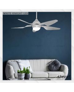 WhiteKnight LED – 48” Modern fan with 5 x Palm Shape ABS Matte White blades and optional Remote Control Integration