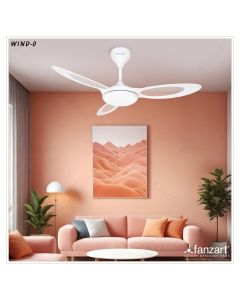 Wind – O – 44″ Simply Modern Fan with 3 PA Plus Fiber + PC Blades in Glossy White Finish, Whisper-Quiet BLDC Motor, Summer-Winter Feature, Remote Control