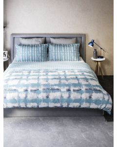 D'Decor Single Bedsheet with 2 Pillow Covers - XENON STRAIGHT BLUE - EM134 (Pack of 1)