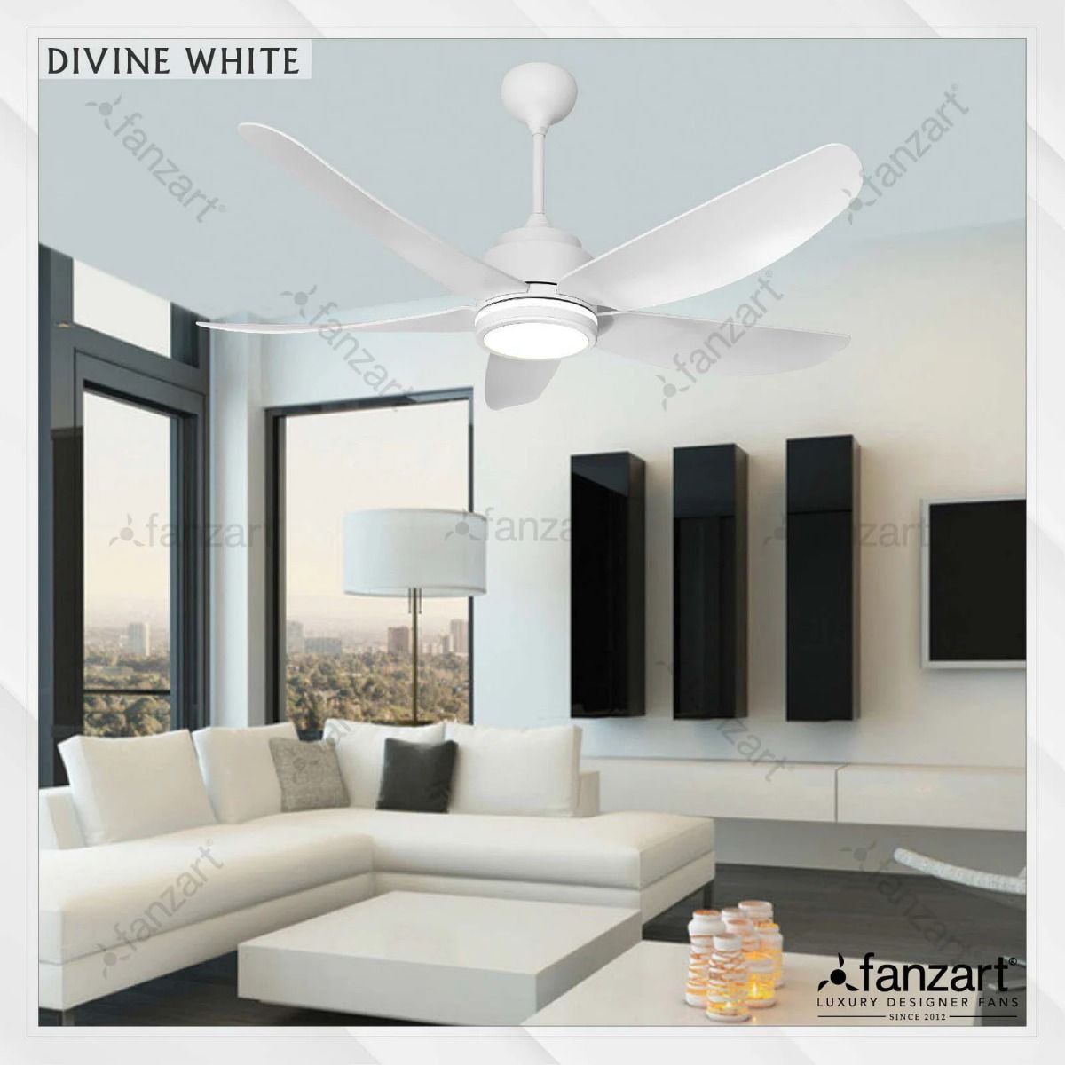 Divine – 52” Modern fan with 5 x fine White finish Blades BLDC motor ...
