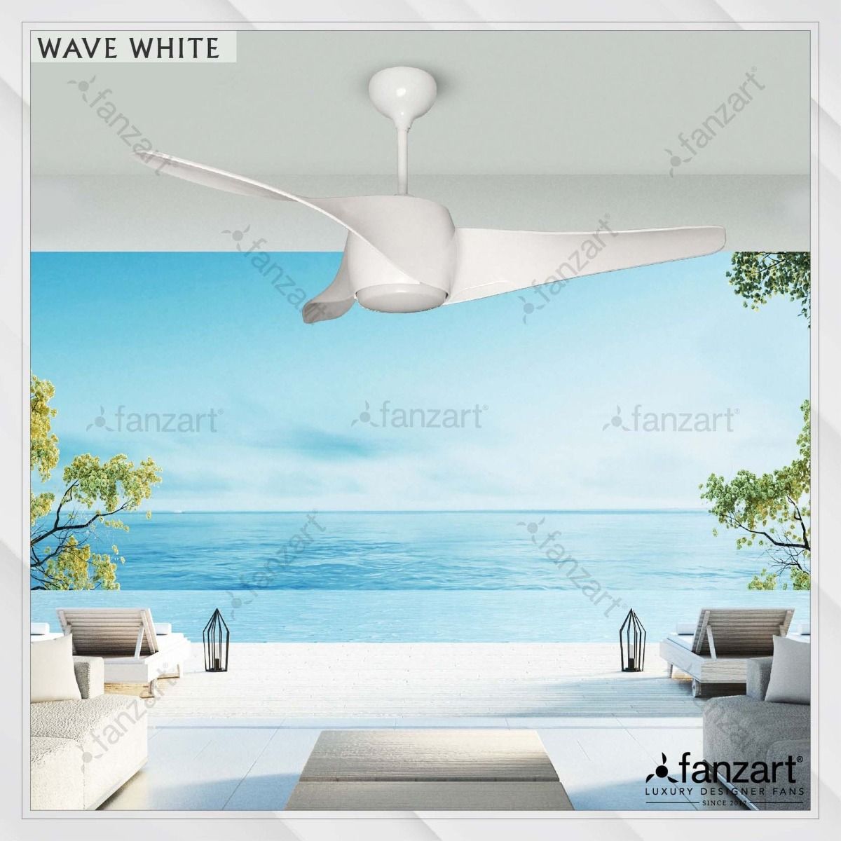 Wave Fan Design Wave White- 52″ Modern fan with 3 x customisable ABS blades, BLDC motor ...